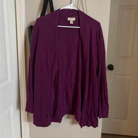 LOFT Deep Plum Open Cardigan - Picture 4 of 4